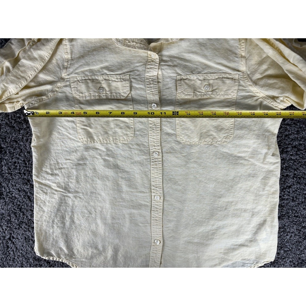 Chaps Classics Women's Long Sleeve Yellow Shirt Size Large 100% Linen Button-up - Picture 6 of 9